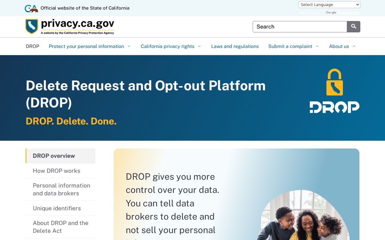 Lafayette residents directory California DROP privacy portal