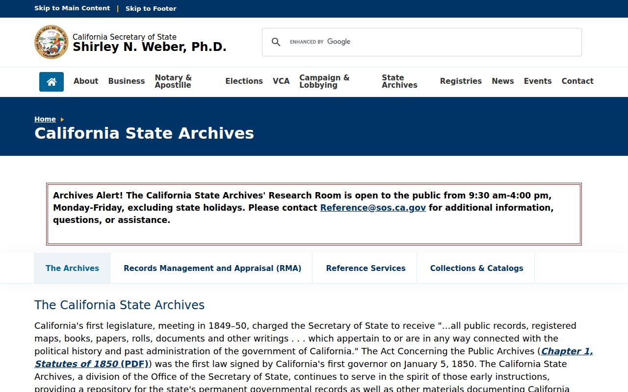 Lafayette previous residents research at the California State Archives